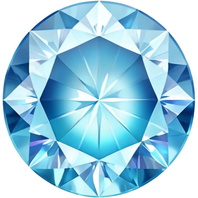 round cut gemstone with iridescent shine, icy pale blue color, brilliant facets emoji