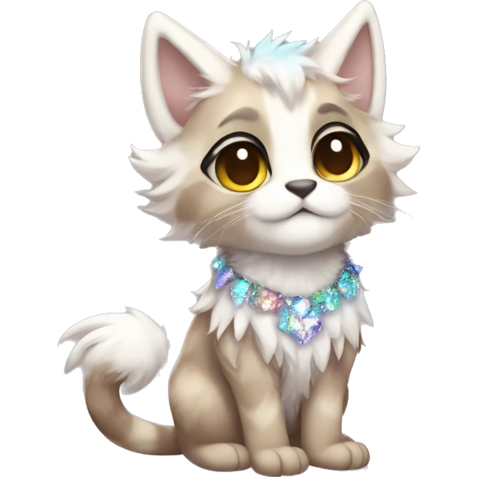 Furry, sparkle, iridescent, colorful, pastel, edgy, cool, fantasy beautiful, brown, beige, white, divine, godly, angelic, animal, anthro, full body, fursona, feline emoji