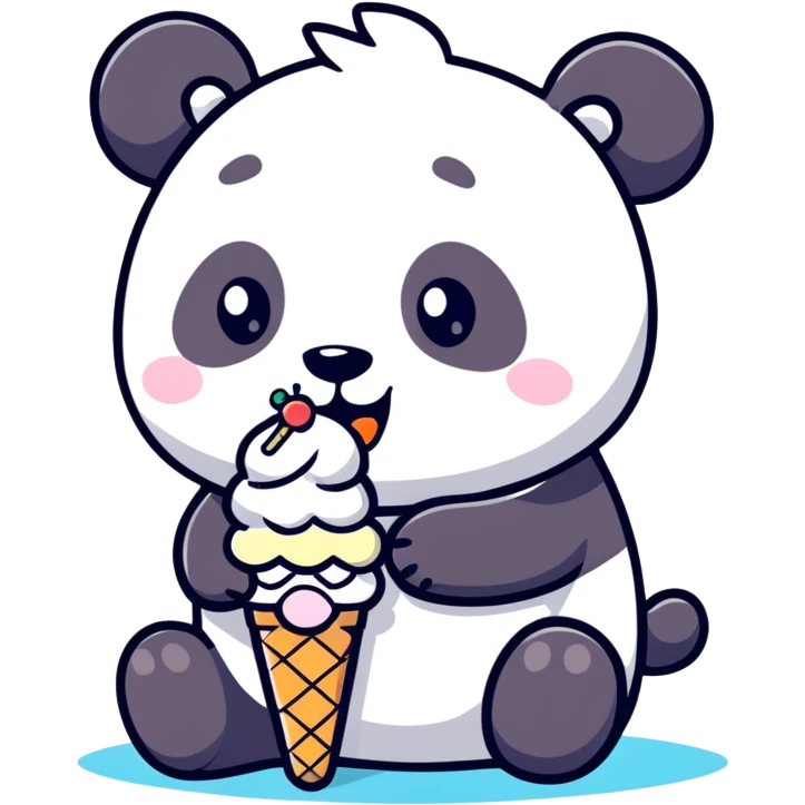 Panda eating ice cream emoji