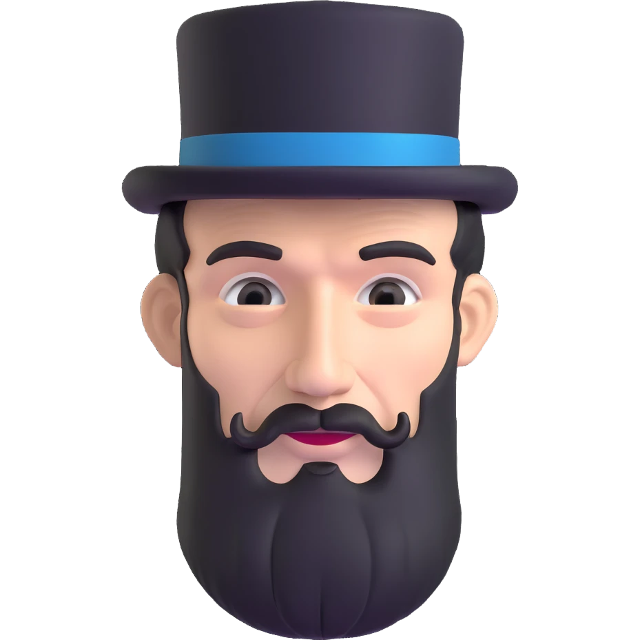 Abraham Lincoln head with iconic beard and top hat emoji