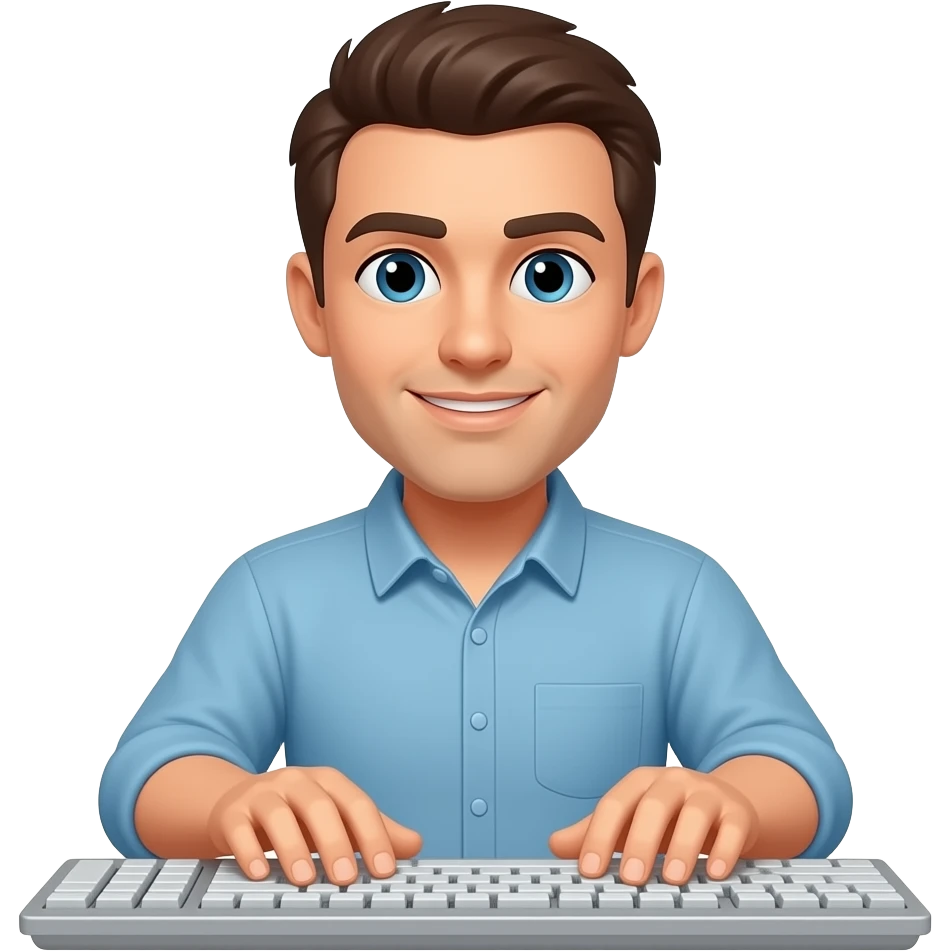 Hombre escribiendo en un teclado emoji