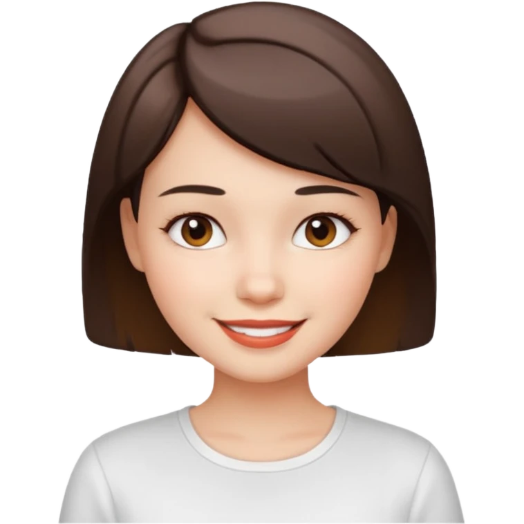 Gadis cantik, rambut pendek, baju putih emoji