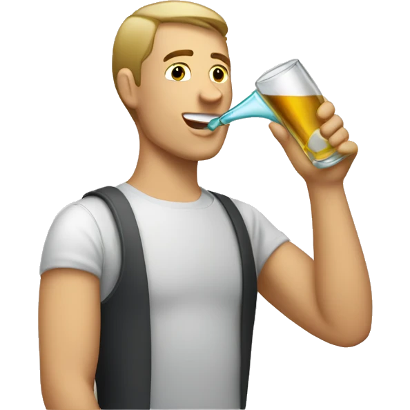 a white male drinking a glass handle bottle  emoji