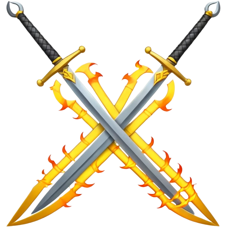 Fully yellow two swords crossed fiery emoji