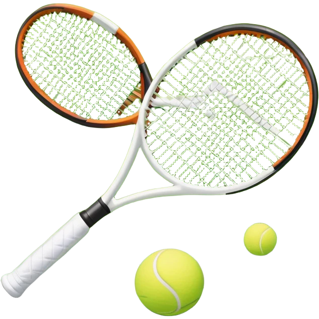 A tennis racket and ball placed on the grass court, with the lines of the court clearly visible in the background. The scene captures the essence of the sport, highlighting the equipment and the vibrant, open atmosphere of a tennis match emoji