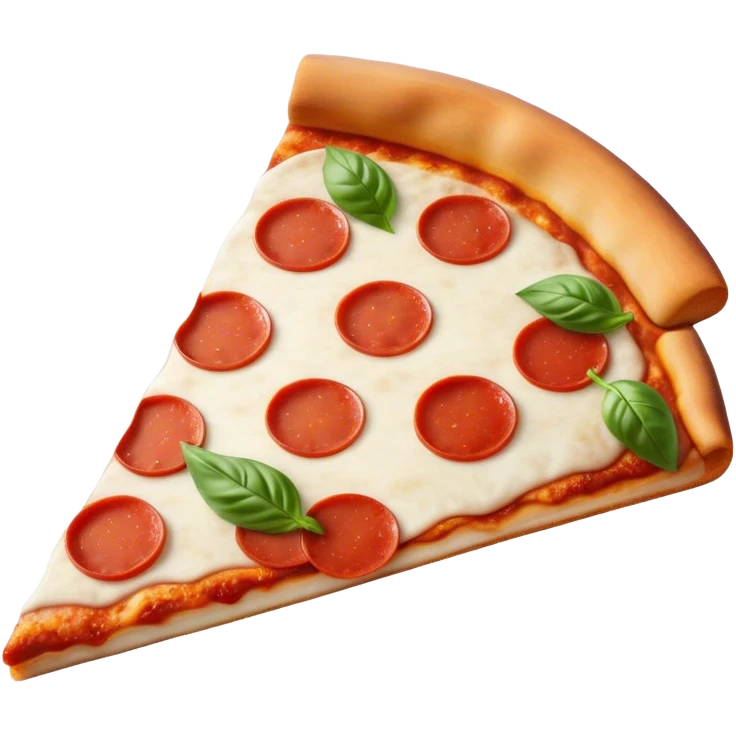 Pizza Napoletana Cinematic Realistic Pizza Napoletana Dish Emoji, depicted as a delicious slice of Neapolitan pizza with a thin, crispy crust, fresh tomato sauce, mozzarella, and basil, rendered with mouth-watering textures and vibrant, warm lighting. emoji