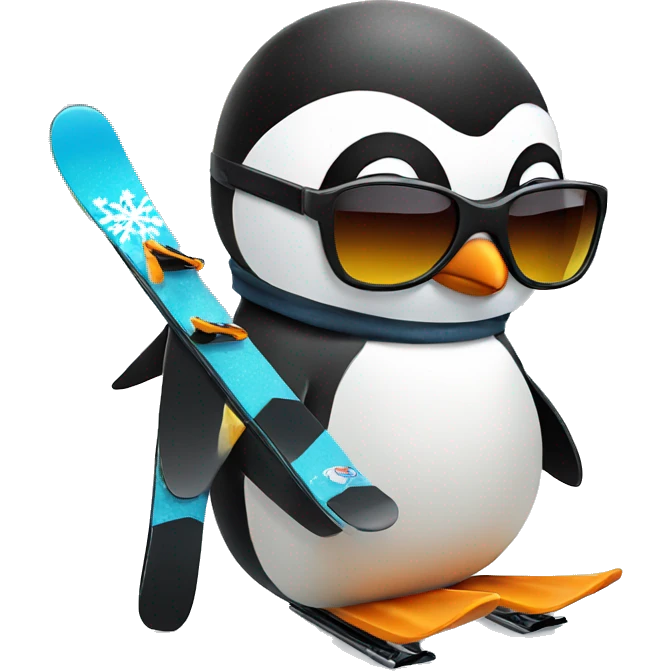 Skiing penguin with sunglasses  emoji