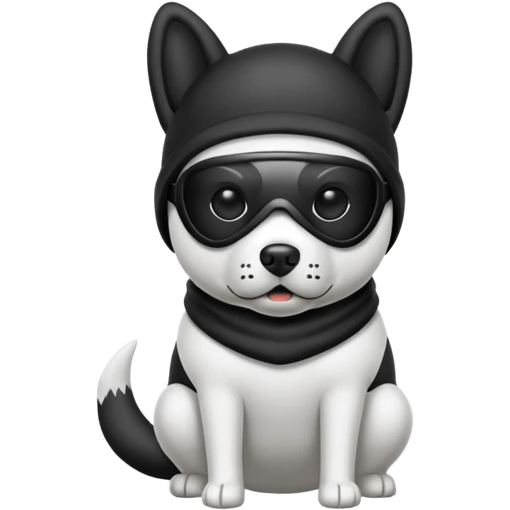 a dog pooping w a skee mask emoji