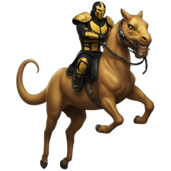 Scorpion from mortal Kombat Riding a horse emoji