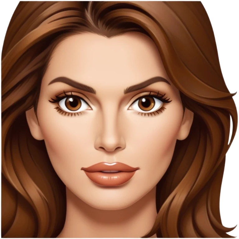 Cindy Crawford supermodel with beauty mark above her lip, brown hair emoji