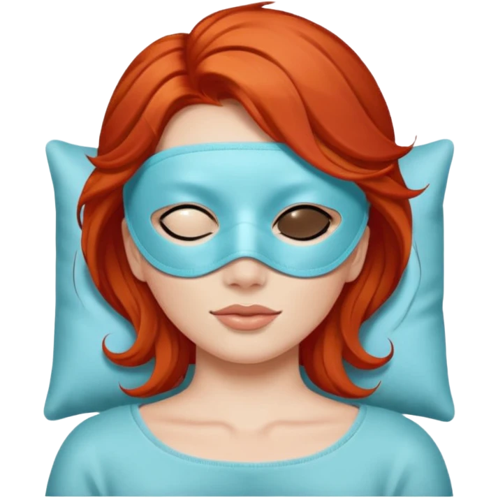 A red head with a sleeping mask on her head emoji