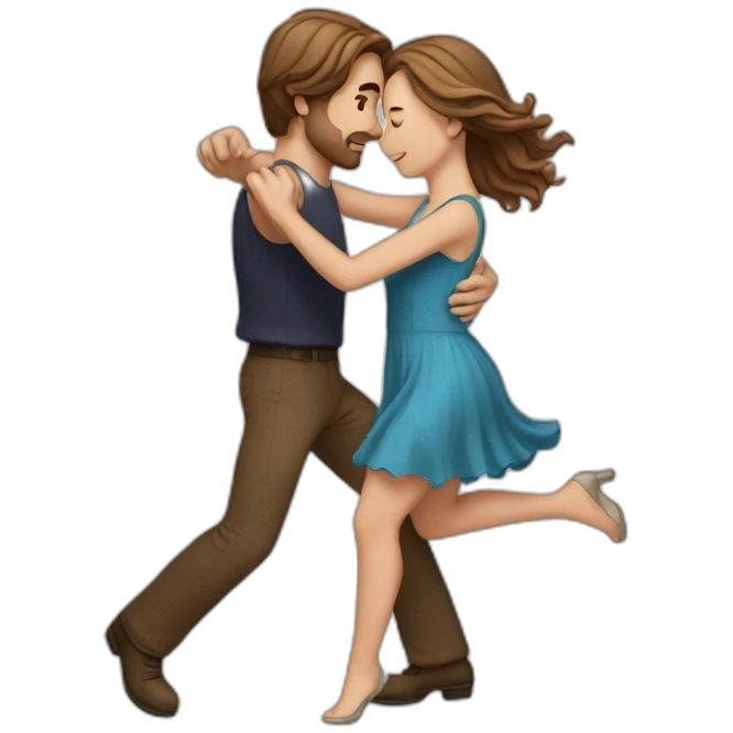 White couple brown hair dancing emoji
