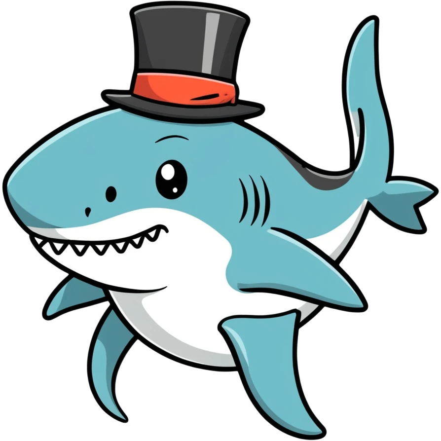 Shark with a top hat emoji