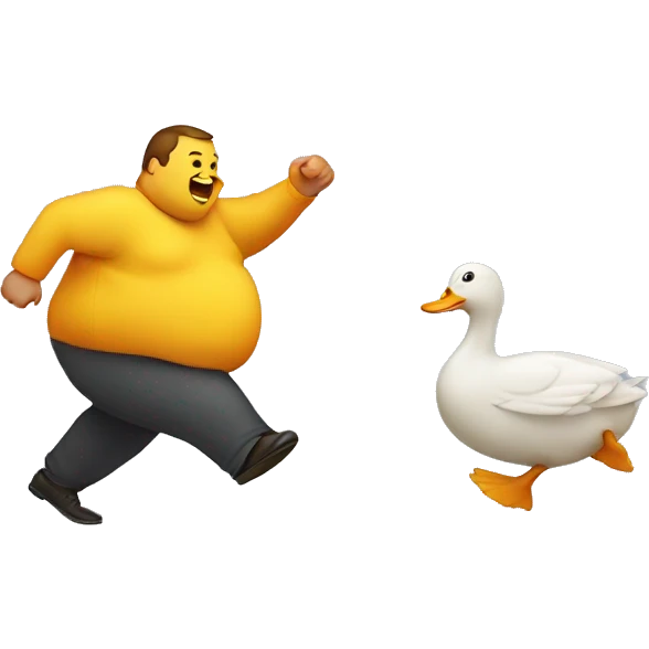 Fat person chasing duck emoji