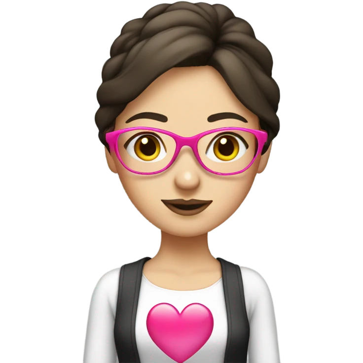 Brunette lady, teacher headband  with pink heart glasses emoji