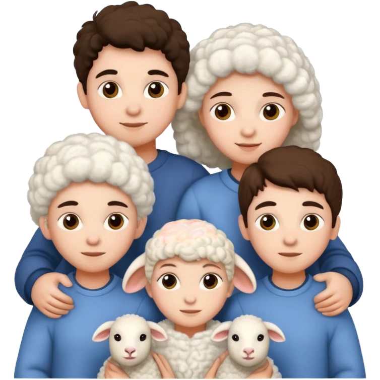 3 girls white and 2 boys withe and a sheep emoji