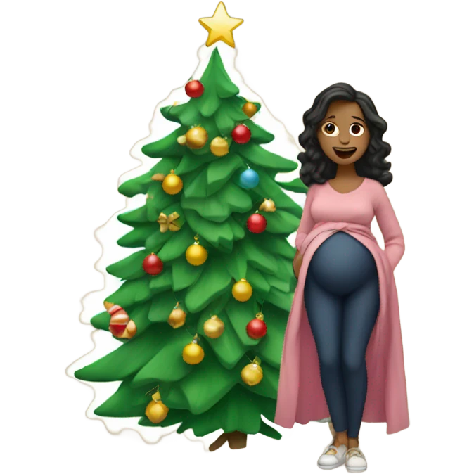 pregnant woman at the Christmas tree emoji