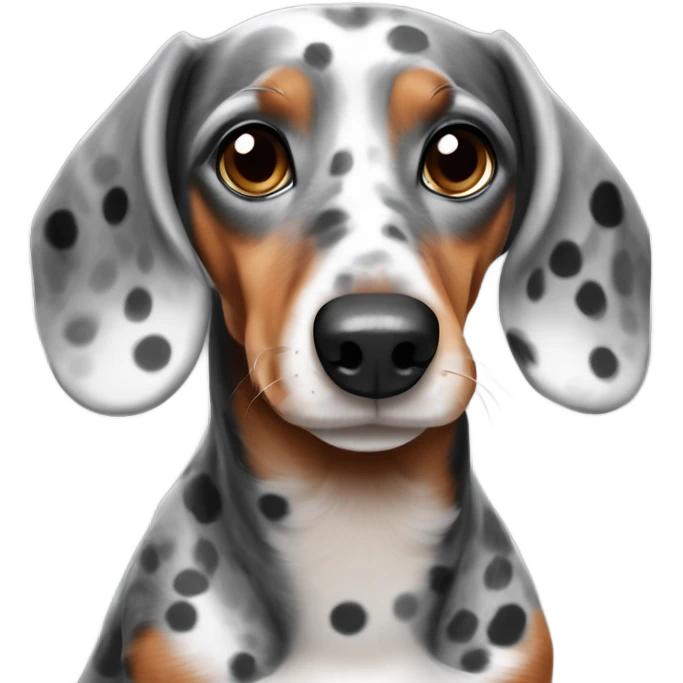 Dapple Dachshund brown eyebrows grey and white face with black spots emoji
