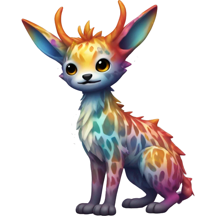 a colorful edgy cute kawaii vernid-fionbri with splash patterns full body emoji