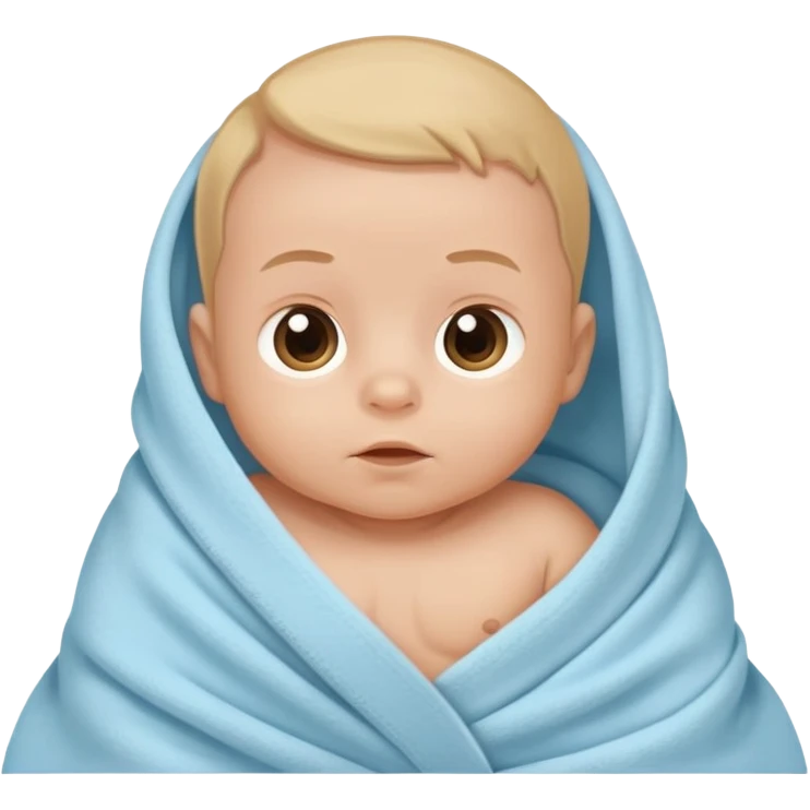 Baby boy newborn in a light blue blanket  emoji