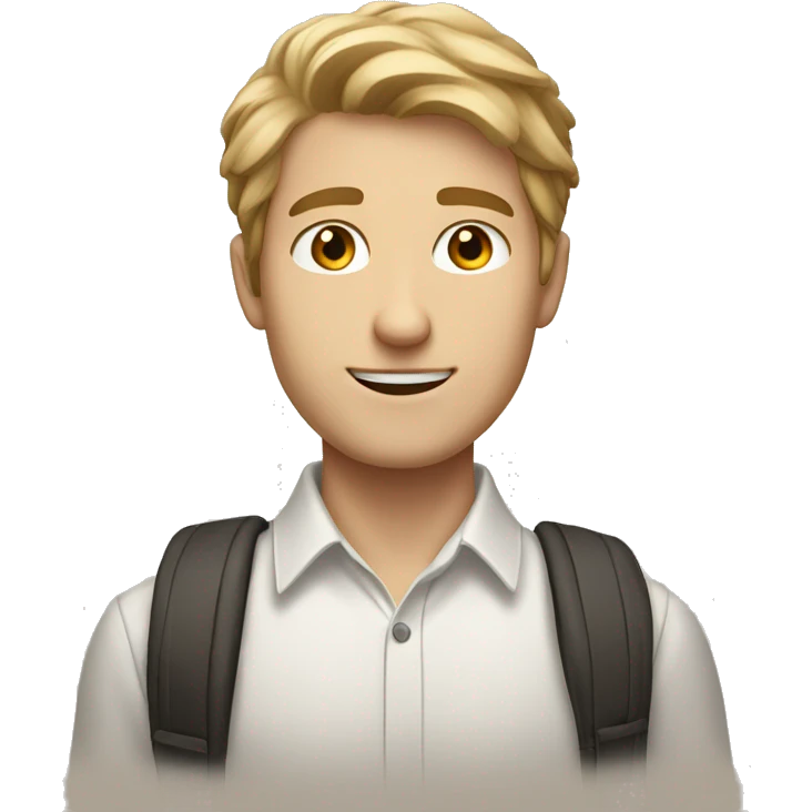 tall, male caucasion student with brown eyes and sandy coloured hair emoji
