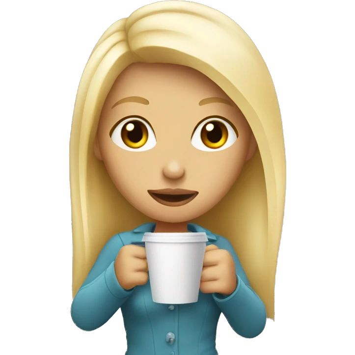 Blonde chick with coffee emoji