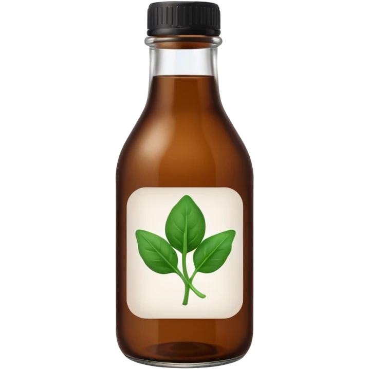 brown glass bottle of supplements with white label, black thin title K2 and small spinach emoji emoji