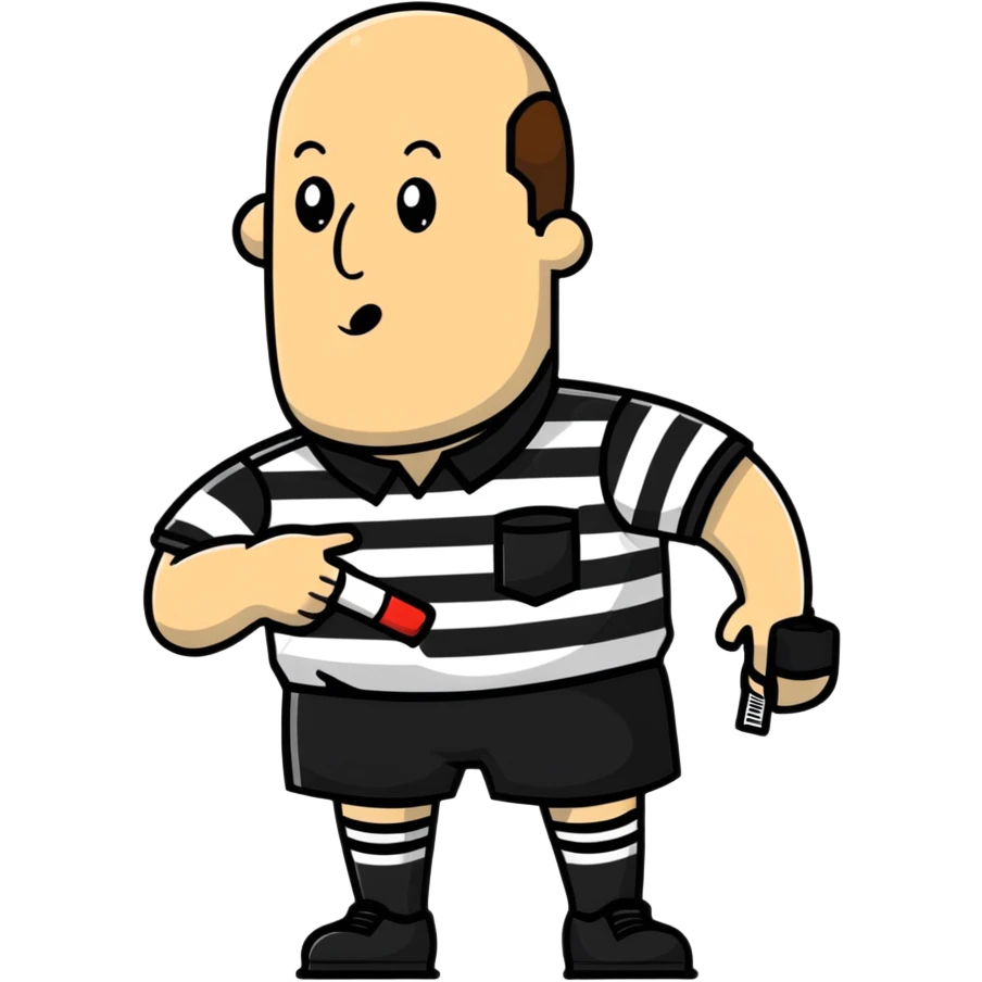 happy referee, cartoonish sticker style emoji