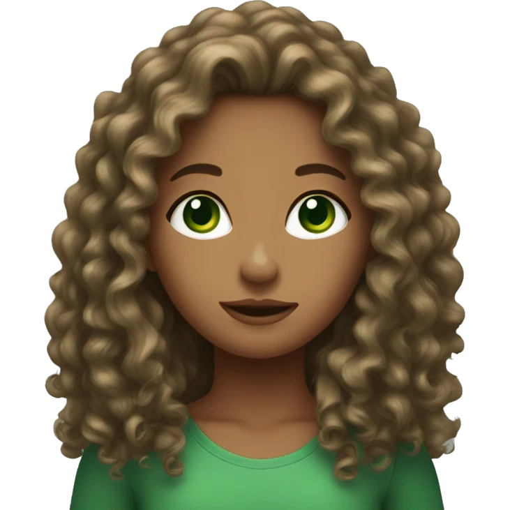 long curly hair girl with green eyes emoji