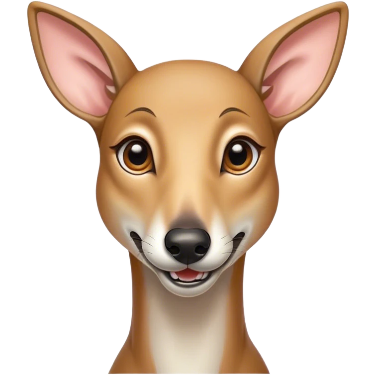 Cinematic Comical Fawn Greyhound Portrait Emoji, Head tilted dramatically with an exaggeratedly amused expression, featuring a striking fawn Fur with subtle elegance, wide, expressive eyes filled with playful disbelief, Simplified yet hilariously expressive features, highly detailed, glowing with a slightly sassy glow, high shine, dramatic yet playful, stylized with an air of cheeky charm, bright and endearing, soft glowing outline, capturing the essence of a spirited and over-the-top racer, so meme-worthy it feels like it could side-eye its way into internet fame instantly! emoji