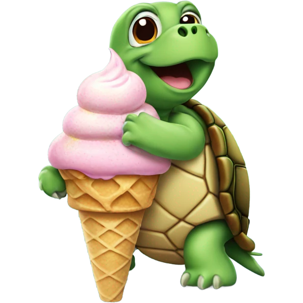 Turtle with an ice cream cone emoji