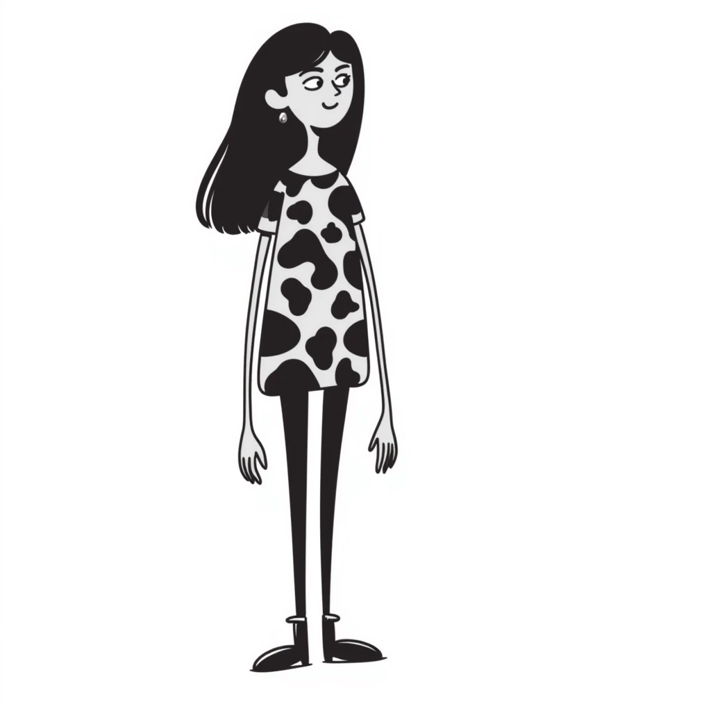 A stylized tall woman with exaggerated long arms and legs, and a face with sharp angular features emoji