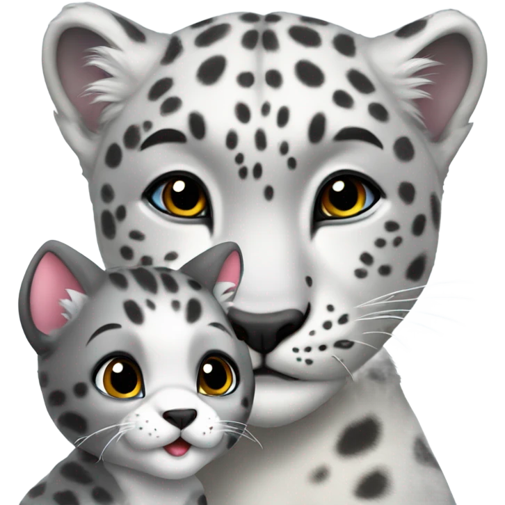Snow leopard with a cute puppy friend emoji