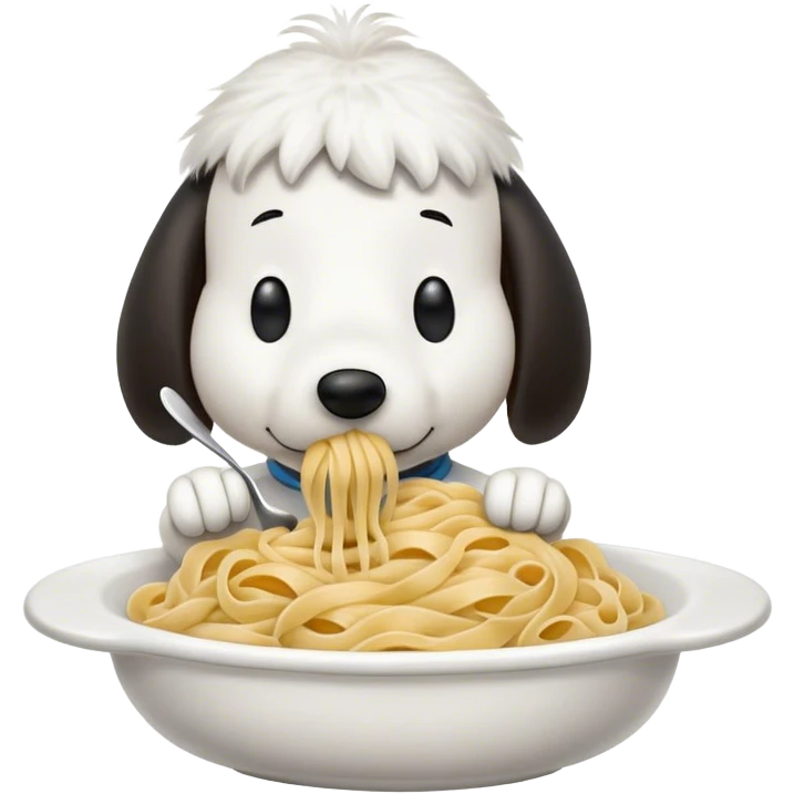 snoopy eating pasta emoji