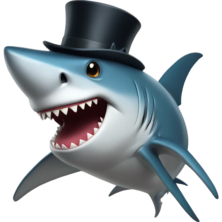 Shark with a top hat emoji