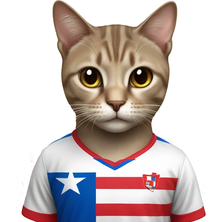 Cat wearing a puerto rican flag soccer shirt emoji