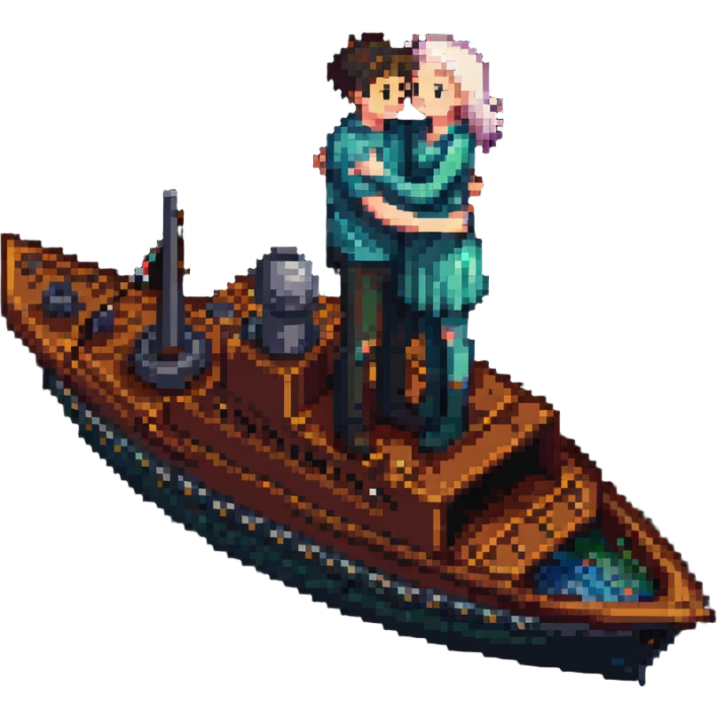 couple in love on a ship emoji
