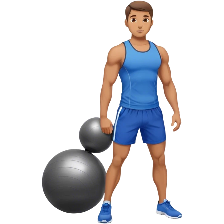 fit man with blue shorts stability ball exercises emoji