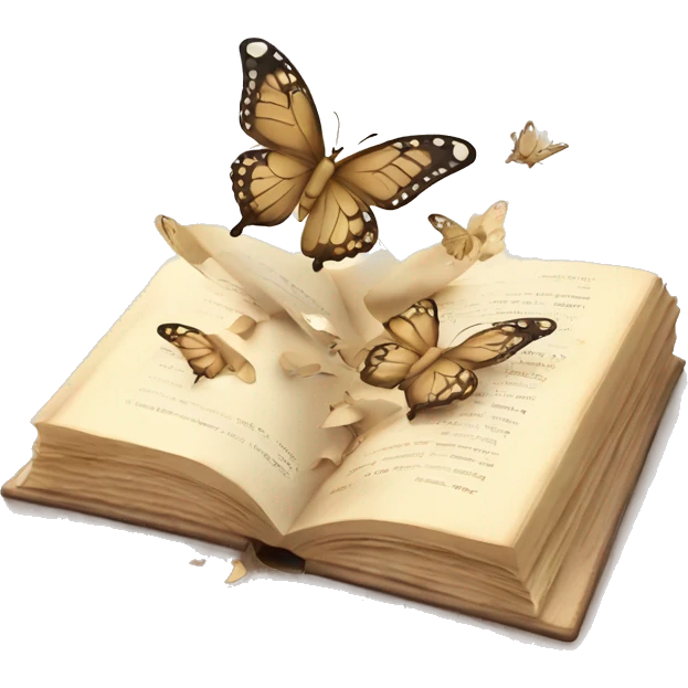 cute neutral colored book with butterflies flying out of it emoji
