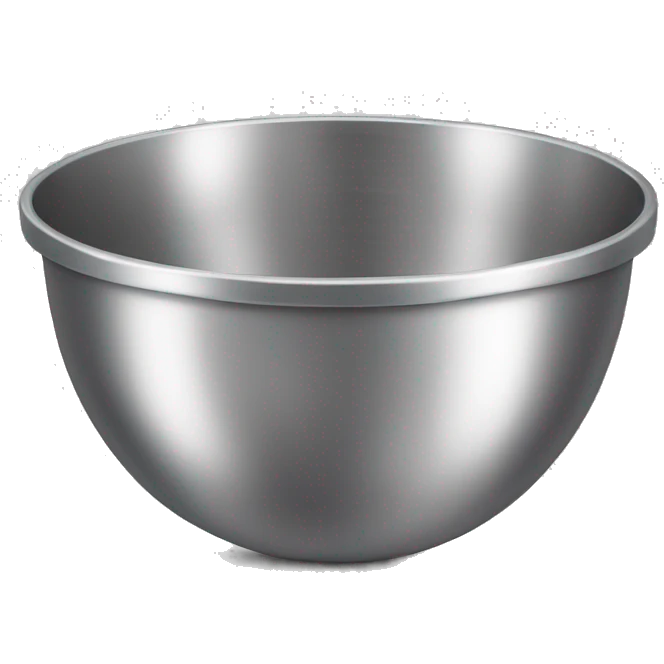 Realistic silver metallic mixing bowl.  emoji