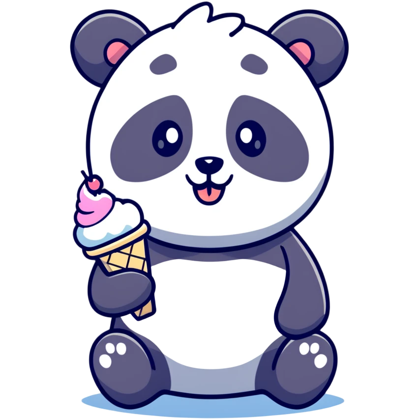 Panda eating ice cream emoji