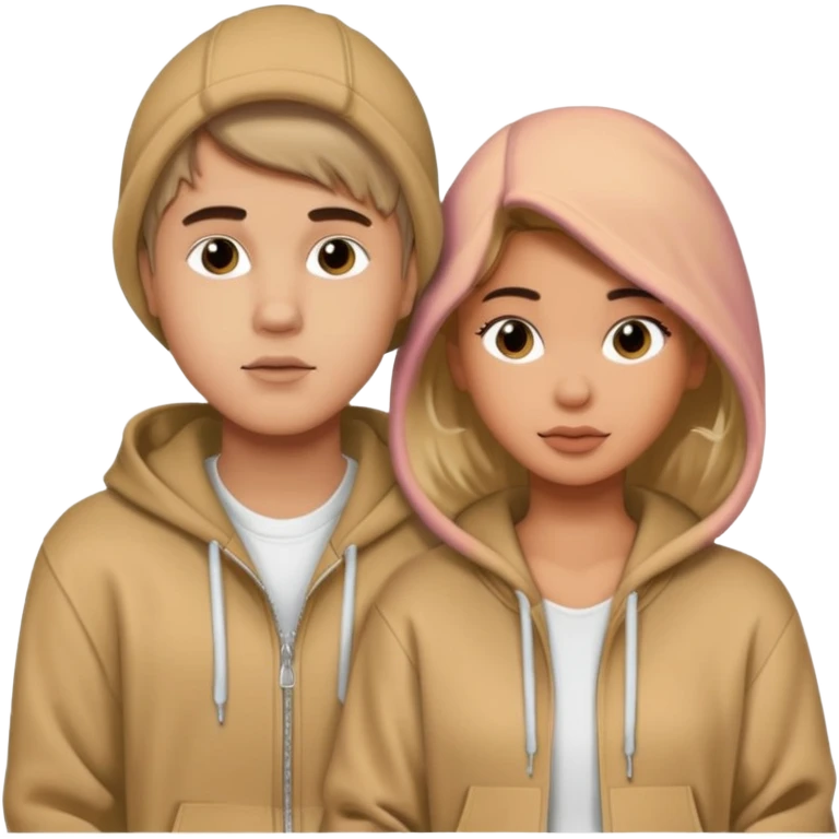 Justin Bieber wearing a hoodie with Hailey Bieber emoji