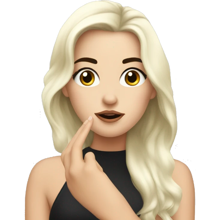 White girl with Black hair blowing a kiss   emoji