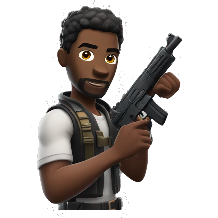 Black man with a gun in Fortnite  emoji
