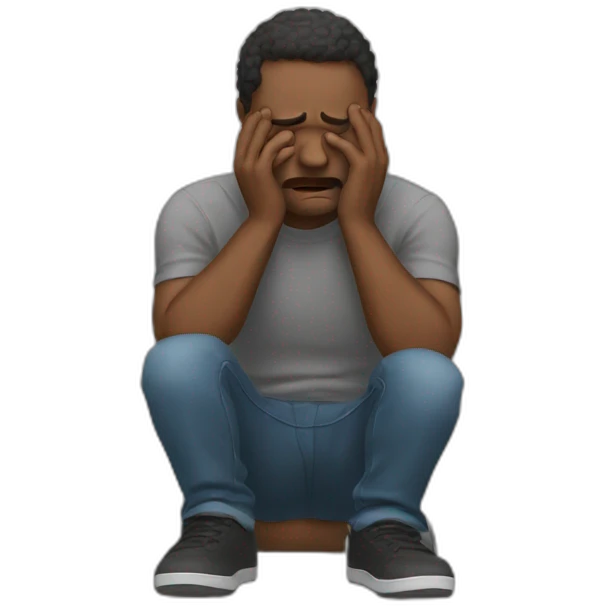 man crying because he is in the lowest point of his life emoji