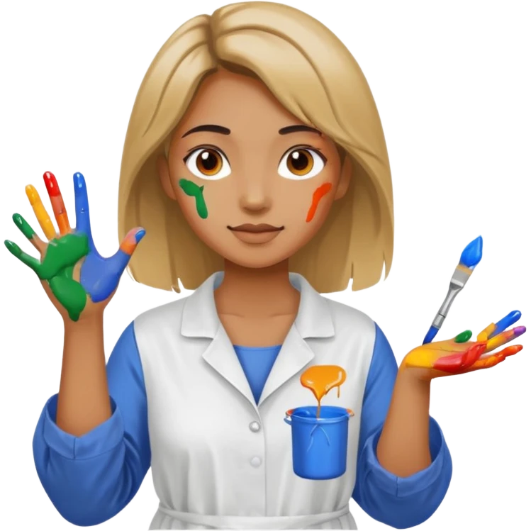 woman painting emoji