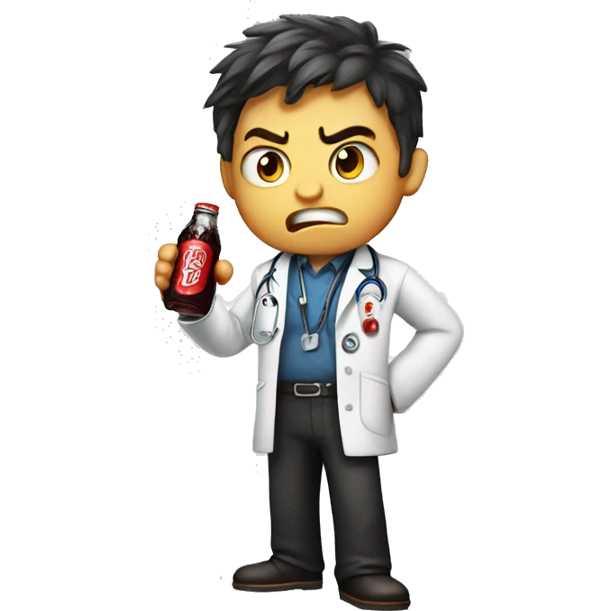 An angry boy drinking doctor pepper  emoji