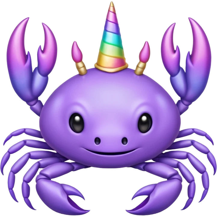 a cute purple crab with a unicorn horn. the crab shouldn't have a face emoji