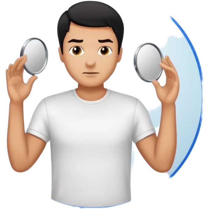 a man stading in front of mirror emoji