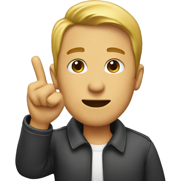 man pointing right at his ear emoji